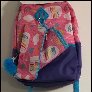 Backpack Hello Good Vibes 5pcs set pink purple